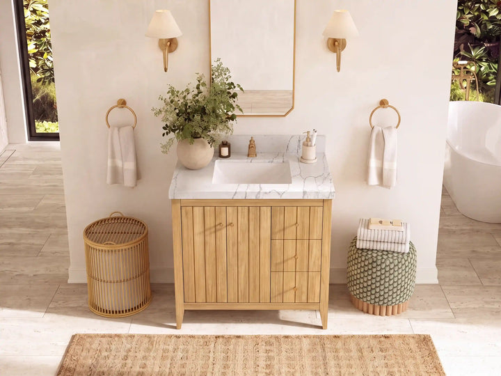 Atlanta 36 in. W x 22 in. D Teak Wood Center Sink Bathroom Vanity - photo 40