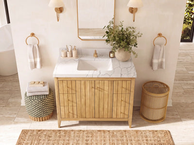 Atlanta Teak Wood 42 in. W x 22 in. D Single Sink Bathroom Vanity