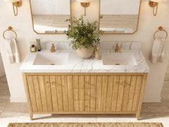 Atlanta Teak Wood 60 in. W x 22 in. D Double Sink Bathroom Vanity - photo 41