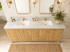 Atlanta Teak Wood 84 in. W x 22 in. D Double Sink Bathroom Vanity - photo 35