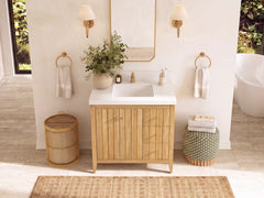 Atlanta 36 in. W x 22 in. D Teak Wood Center Sink Bathroom Vanity - photo 35