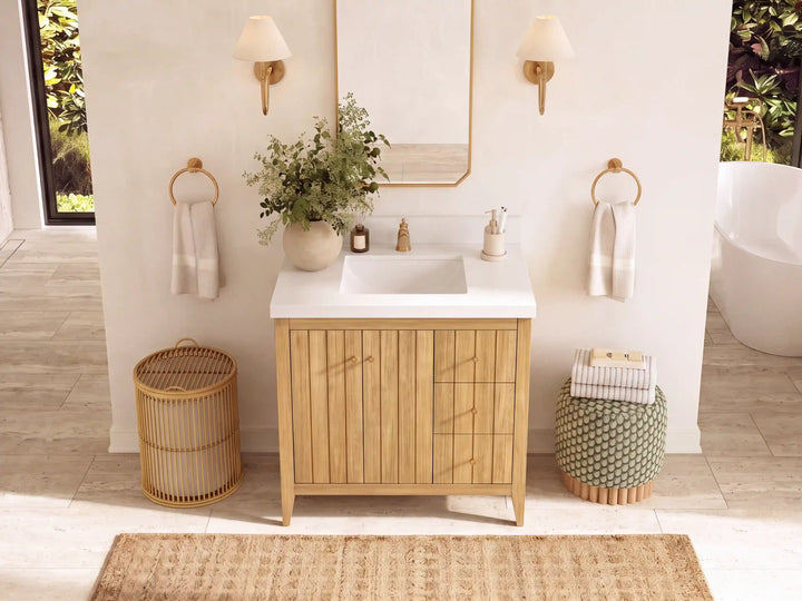 Atlanta 36 in. W x 22 in. D Teak Wood Center Sink Bathroom Vanity - photo 35