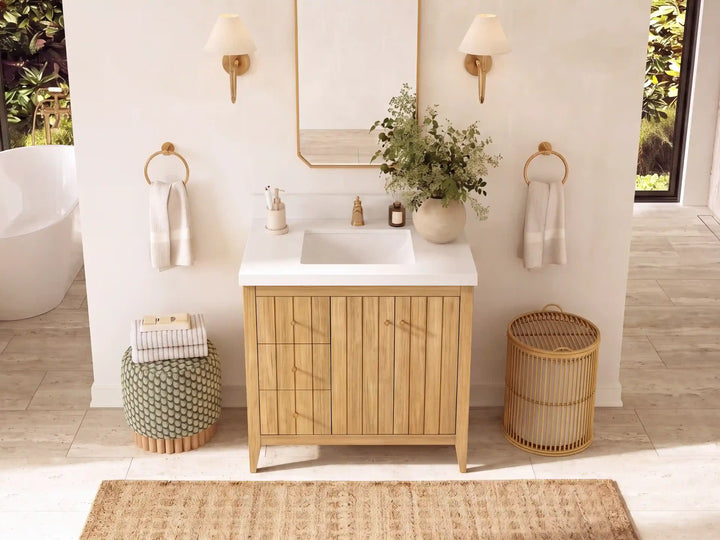 Atlanta Teak Wood 36 in. W x 22 in. D Center Sink Bathroom Vanity - photo 20
