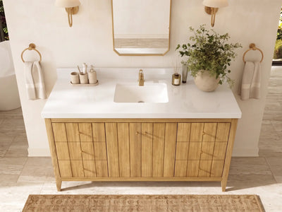 Atlanta Teak Wood 60 in. W x 22 in. D Single Sink Bathroom Vanity