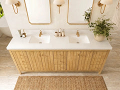 Atlanta Teak Wood 84 in. W x 22 in. D Double Sink Bathroom Vanity - photo 40