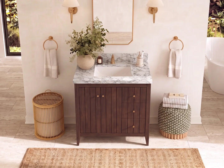 Atlanta 36 in. W x 22 in. D Teak Wood Center Sink Bathroom Vanity - photo 6