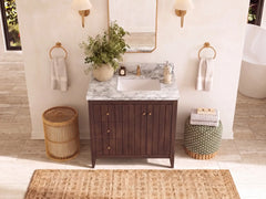 Atlanta Teak Wood 36 in. W x 22 in. D Right Offset Sink Bathroom Vanity - photo 5