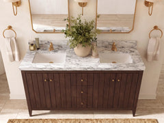Atlanta Teak Wood 60 in. W x 22 in. D Double Sink Bathroom Vanity - photo 9