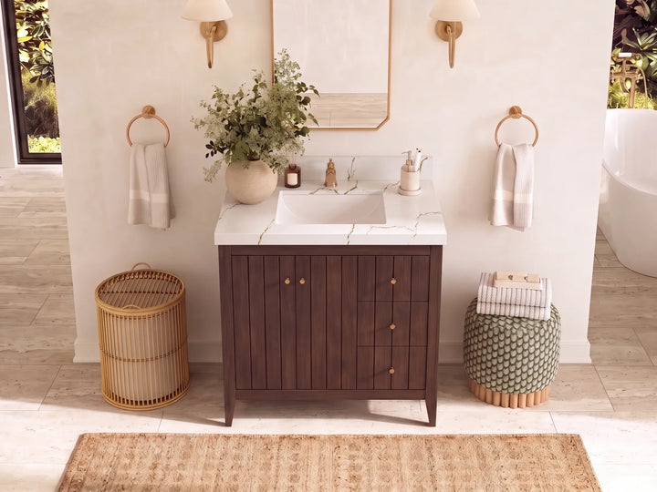 Atlanta 36 in. W x 22 in. D Teak Wood Center Sink Bathroom Vanity - photo 7