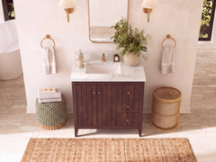 Atlanta Teak Wood 36 in. W x 22 in. D Left Offset Sink Bathroom Vanity - photo 36