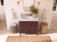 Atlanta Teak Wood 36 in. W x 22 in. D Left Offset Sink Bathroom Vanity - photo 4