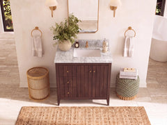 Atlanta Teak Wood 36 in. W x 22 in. D Right Offset Sink Bathroom Vanity - photo 22