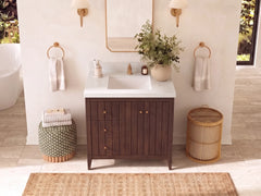 Atlanta Teak Wood 36 in. W x 22 in. D Center Sink Bathroom Vanity - photo 10