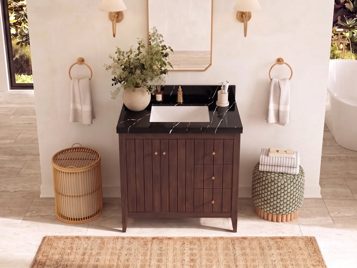 Atlanta 36 in. W x 22 in. D Teak Wood Center Sink Bathroom Vanity - photo 27