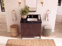 Atlanta Teak Wood 36 in. W x 22 in. D Right Offset Sink Bathroom Vanity - photo 8