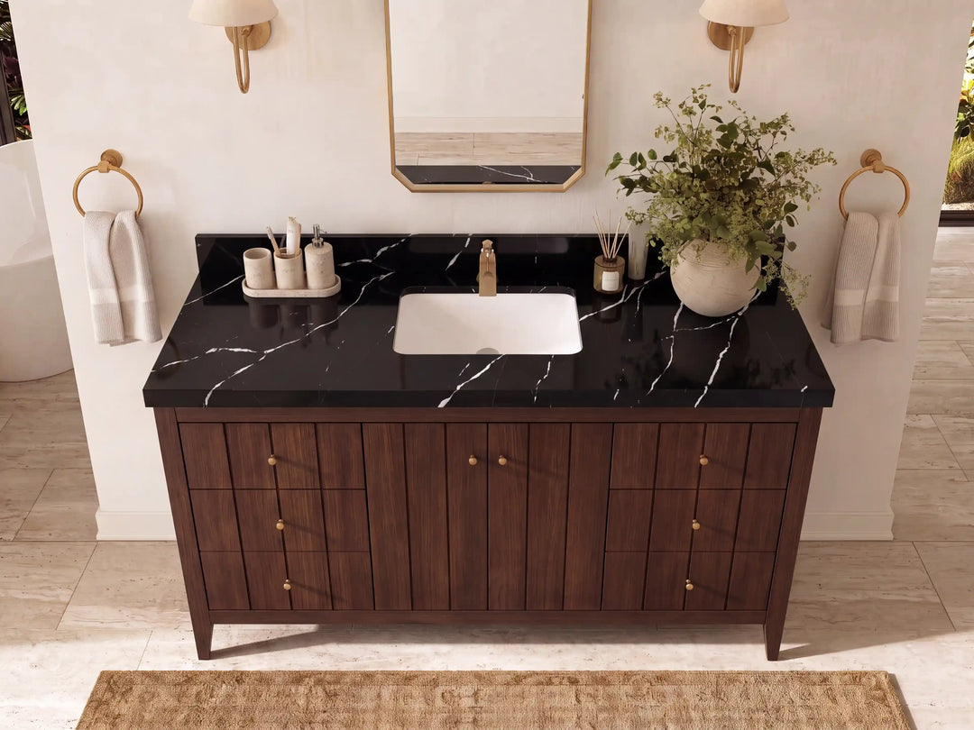 Atlanta Teak Wood 60 in. W x 22 in. D Single Sink Bathroom Vanity | 
              
                Dark Walnut Finish Teak
                
                  
             - ATL_TK_WLN_WHQZ_60S - photo №14
