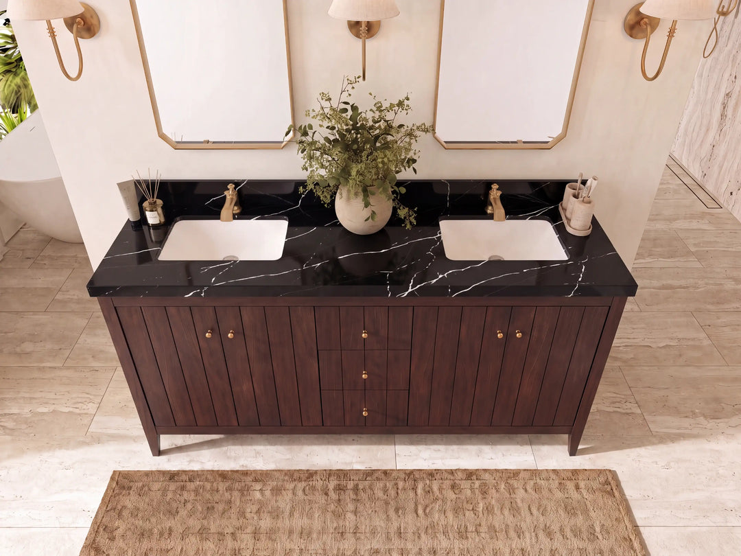 Atlanta Teak Wood 72 in. W x 22 in. D Double Sink Bathroom Vanity | 
              
                Dark Walnut Finish Teak
                
                  
             - ATL_TK_WLN_WHQZ_72D - photo №18