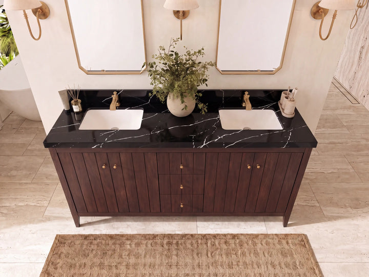Atlanta Teak Wood 72 in. W x 22 in. D Double Sink Bathroom Vanity - photo 18
