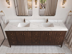 Atlanta Teak Wood 84 in. W x 22 in. D Double Sink Bathroom Vanity - photo 16