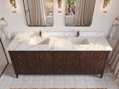 Atlanta Teak Wood 84 in. W x 22 in. D Double Sink Bathroom Vanity - photo 35