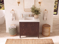 Atlanta Teak Wood 36 in. W x 22 in. D Center Sink Bathroom Vanity - photo 16