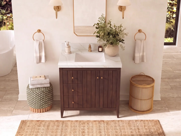 Atlanta Teak Wood 36 in. W x 22 in. D Center Sink Bathroom Vanity - photo 16