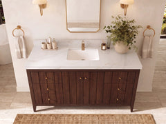 Atlanta Teak Wood 60 in. W x 22 in. D Single Sink Bathroom Vanity - photo 8