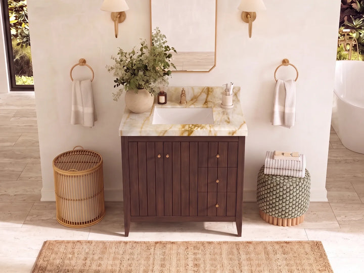 Atlanta 36 in. W x 22 in. D Teak Wood Center Sink Bathroom Vanity - photo 13
