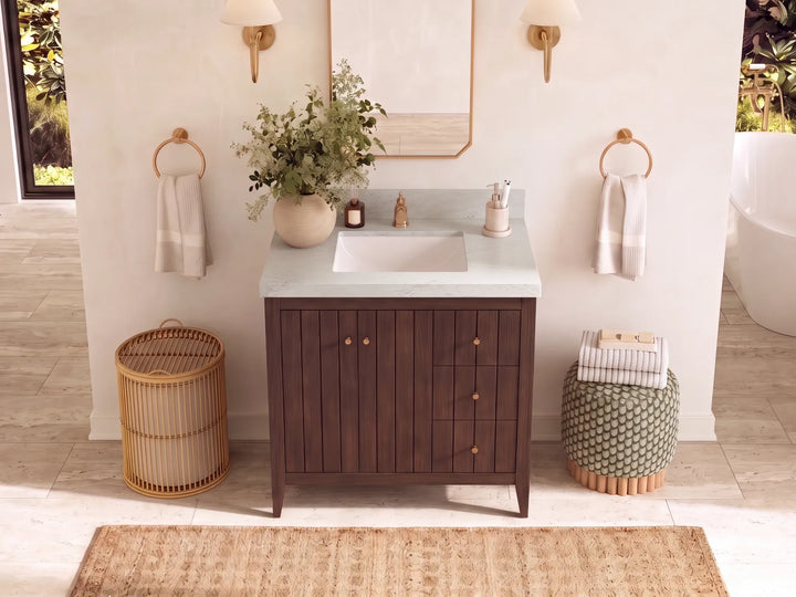 Atlanta 36 in. W x 22 in. D Teak Wood Center Sink Bathroom Vanity - photo 29