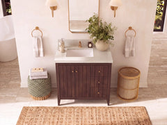 Atlanta Teak Wood 36 in. W x 22 in. D Left Offset Sink Bathroom Vanity - photo 38