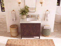 Atlanta Teak Wood 36 in. W x 22 in. D Right Offset Sink Bathroom Vanity - photo 15