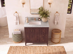 Atlanta Teak Wood 36 in. W x 22 in. D Left Offset Sink Bathroom Vanity - photo 15