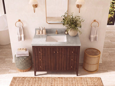 Atlanta Teak Wood 42 in. W x 22 in. D Single Sink Bathroom Vanity