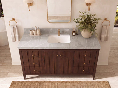 Atlanta Teak Wood 60 in. W x 22 in. D Single Sink Bathroom Vanity