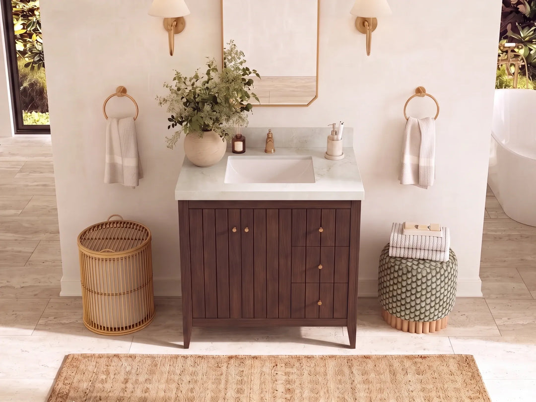 Atlanta 36 in. W x 22 in. D Teak Wood Center Sink Bathroom Vanity | 
              
                Dark Walnut Finish Teak
                
                  
             - ATL_TK_WLN_WHQZ_36CL - photo №17