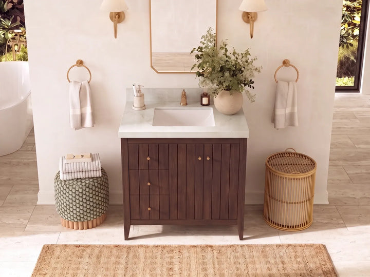 Atlanta Teak Wood 36 in. W x 22 in. D Center Sink Bathroom Vanity - photo 23