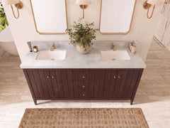 Atlanta Teak Wood 72 in. W x 22 in. D Double Sink Bathroom Vanity - photo 14