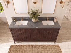 Atlanta Teak Wood 72 in. W x 22 in. D Double Sink Bathroom Vanity - photo 26