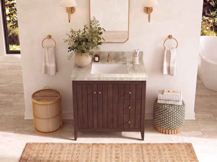 Atlanta 36 in. W x 22 in. D Teak Wood Center Sink Bathroom Vanity - photo 19