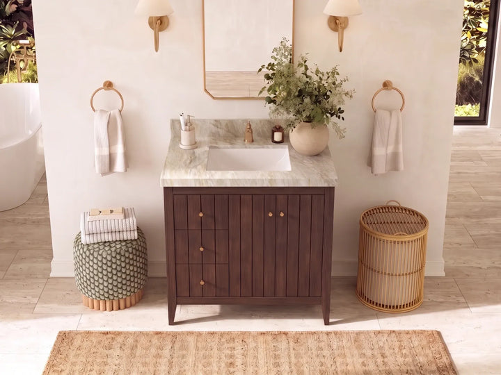 Atlanta Teak Wood 36 in. W x 22 in. D Center Sink Bathroom Vanity - photo 26