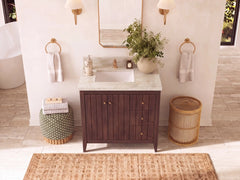 Atlanta Teak Wood 36 in. W x 22 in. D Left Offset Sink Bathroom Vanity - photo 19