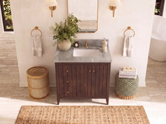 Atlanta Teak Wood 36 in. W x 22 in. D Right Offset Sink Bathroom Vanity - photo 19