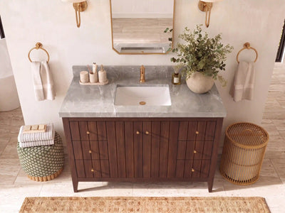 Atlanta Teak Wood 48 in. W x 22 in. D Single Sink Bathroom Vanity