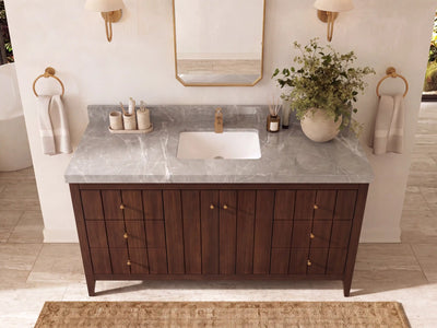 Atlanta Teak Wood 60 in. W x 22 in. D Single Sink Bathroom Vanity