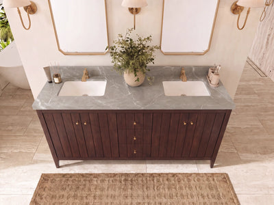 Atlanta Teak Wood 72 in. W x 22 in. D Double Sink Bathroom Vanity