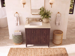 Atlanta Teak Wood 36 in. W x 22 in. D Left Offset Sink Bathroom Vanity - photo 21