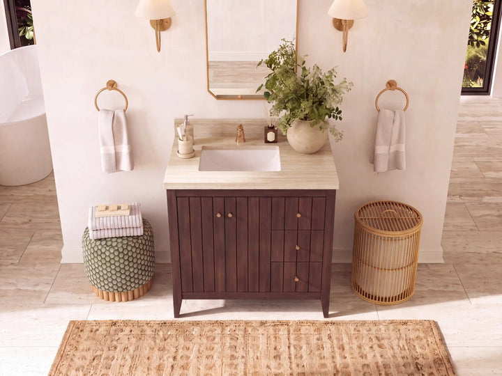Atlanta Teak Wood 36 in. W x 22 in. D Left Offset Sink Bathroom Vanity - photo 21