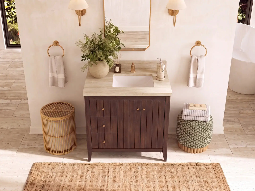 Atlanta Teak Wood 36 in. W x 22 in. D Right Offset Sink Bathroom Vanity | 
              
                Dark Walnut Finish Teak
                
                  
             - ATL_TK_WLN_WHQZ_36R - photo №20