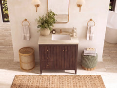 Atlanta Teak Wood 36 in. W x 22 in. D Right Offset Sink Bathroom Vanity - photo 20