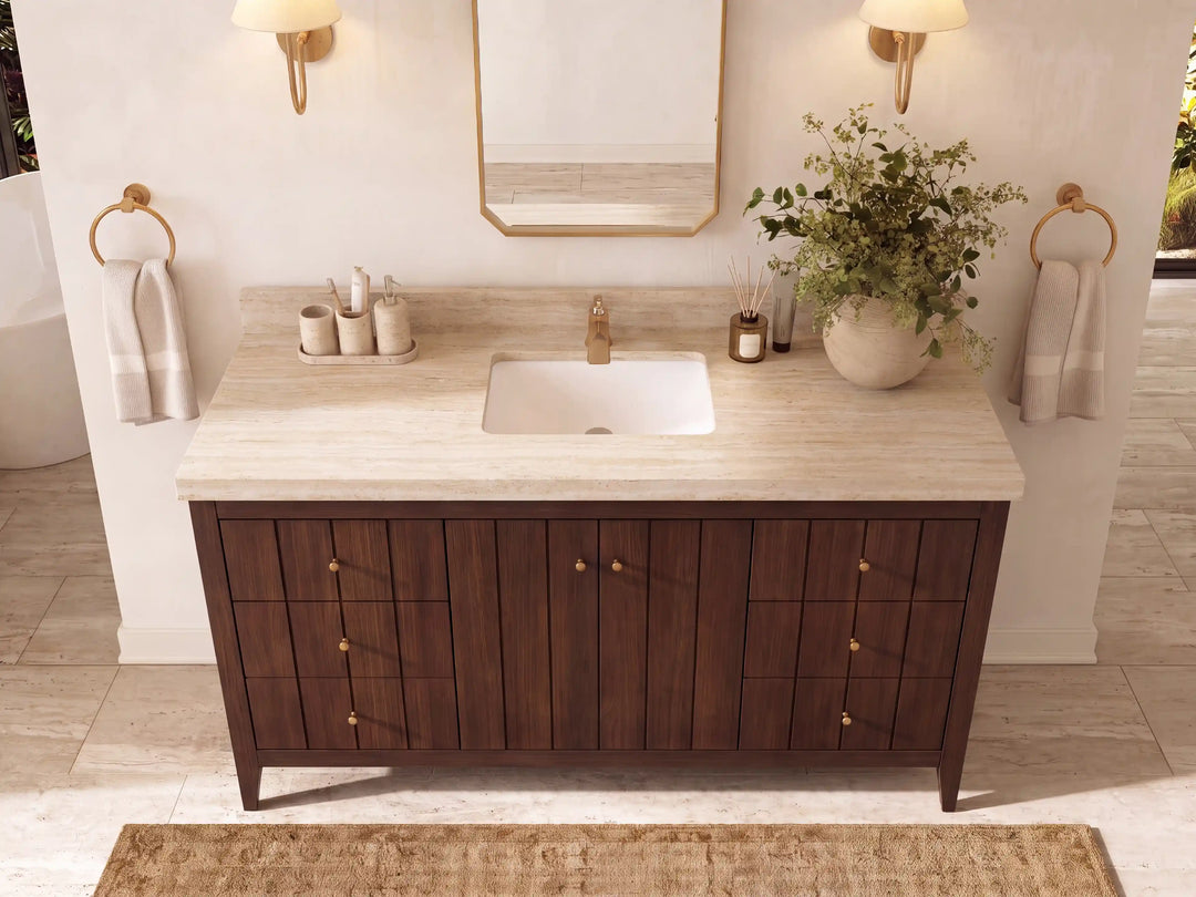 Atlanta Teak Wood 60 in. W x 22 in. D Single Sink Bathroom Vanity | 
              
                Dark Walnut Finish Teak
                
                  
             - ATL_TK_WLN_WHQZ_60S - photo №26